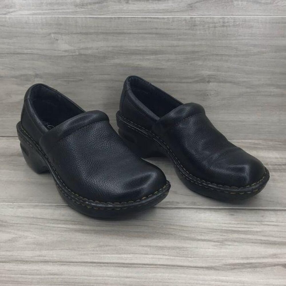 BOC Clogs Women's 7.5 Black Leather black Slip On Shoes